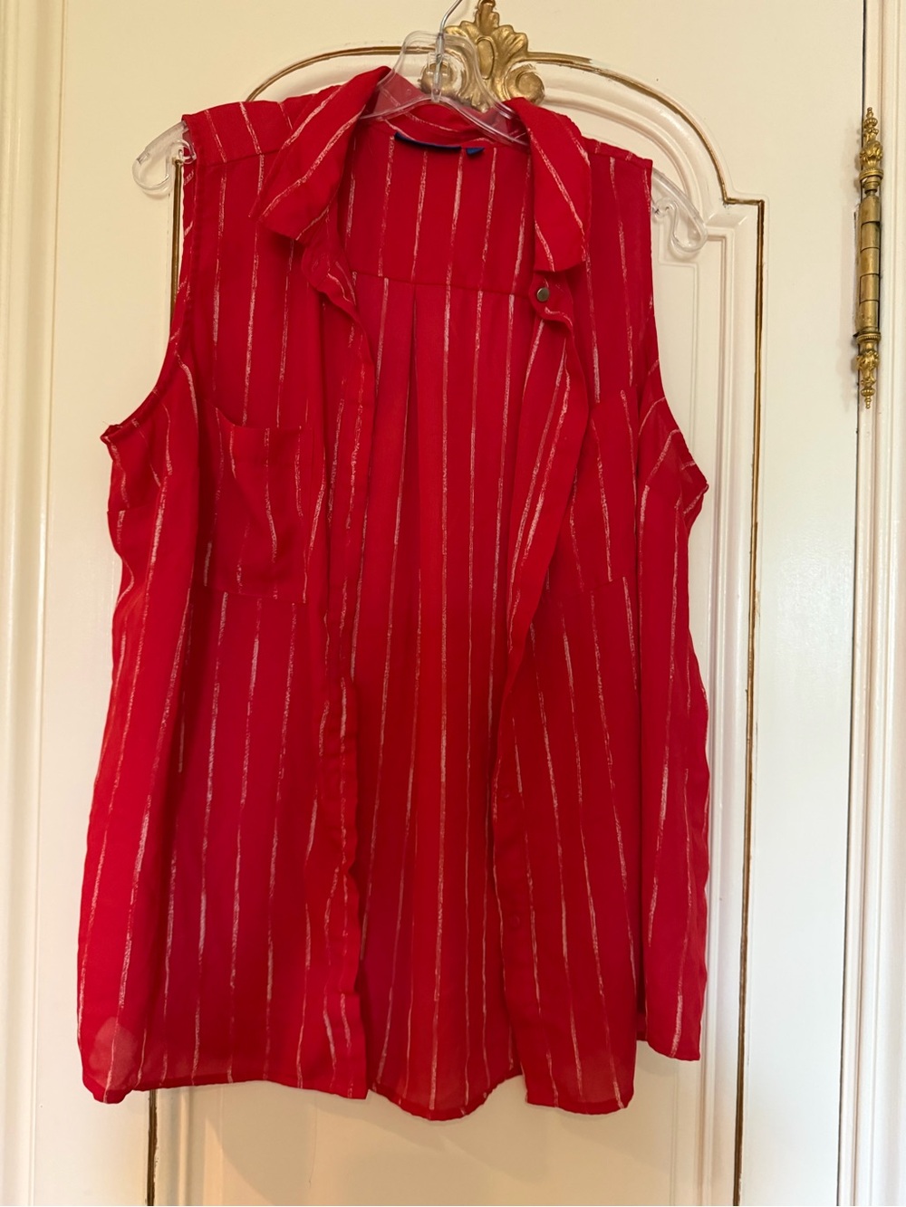 Apt. 9 Sleeveless Red Striped Button-Front Blouse